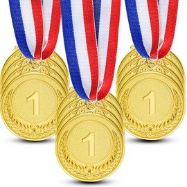 Ashmacdo 12Pcs 1st Place Medals for Kids,2inch Gold Medals for Awards Metal Winner Medals for Adults for Basketball Soccer Sports Competitions Party Spelling Bees Gymnastics Soccer Team Running