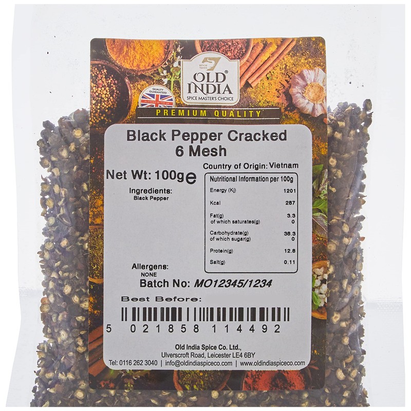 Old India Black Pepper Cracked 6 Mesh 100g