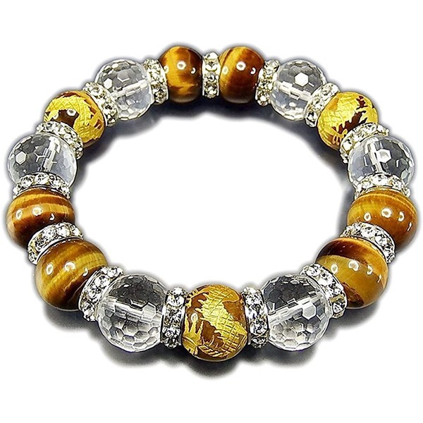 [Stone Street] Tiger Eye Golden Dragon Carved Bracelet, Oraora, Large Ball, 0.6 inches (14 mm), Natural Stone, Mala Beads, Amulet, Protection for Work, Luck, Money, Stone