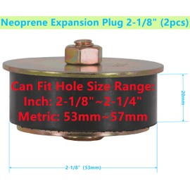Dsnaduo Neoprene Expansion Plug (2-1/8 inch to 2-1/4 inch) 53mm - 57mm-2 Pack Rubber Freeze Plug