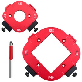 BITEFU Pack of 2 Radius Jig Router Stencils Corner, Red Milling Template, with Bearing Cutter x 1, Suitable for Carpentry DIY (R15 R20 R25 R30 R35 R40 R50)