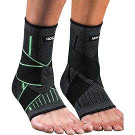 Kuzimua 2 Pack Ankle Support Brace, Adjustable Ankle Brace Wrap Strap for Sprained Ankle, Achilles Tendonitis, Ligament Damage, Plantar Fasciitis, Sports, Foot Support (2x Black, L)