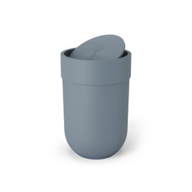 Umbra Touch Waste Can, Small 1.6 Gallon Trash Can with Lid, Swing Lid Waste Basket, Garbage Can with Lid for Washroom/Bathroom, Soft Touch, Slate Blue