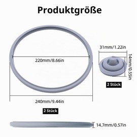 WYYFXY Set of 2 Sealing Ring 22 cm for WMF, Pressure Cooker Sealing Ring Silicone with Cooking Signal Seal for WMF 6068559990 6068559997 Replacement Sealing Ring