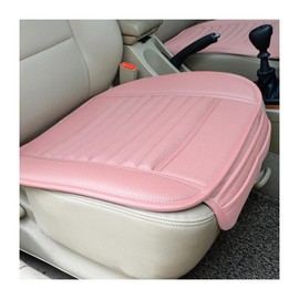 Sylvil Car Seat Bottom Cover, Semi-Wrap Non-Slip Leather Car Seat Cover, Comfortable Breathable Auto Front Seat Bottom Cushion with Pocket, Universal Interior Car Accessories (Pink)