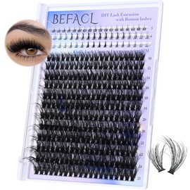 Fluffy Lash Clusters with Bottom Lashes Wispy Cluster Eyelash Extensions 294pcs Individual Lashes with Lower Eyelash Clusters 10-25mm 80D Clusters Lashes DIY Curly Lash Extension at Home