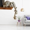 LSDZHK Elephant Shelf Figures, Mother Hanging 2 Babies Elephants Sitter