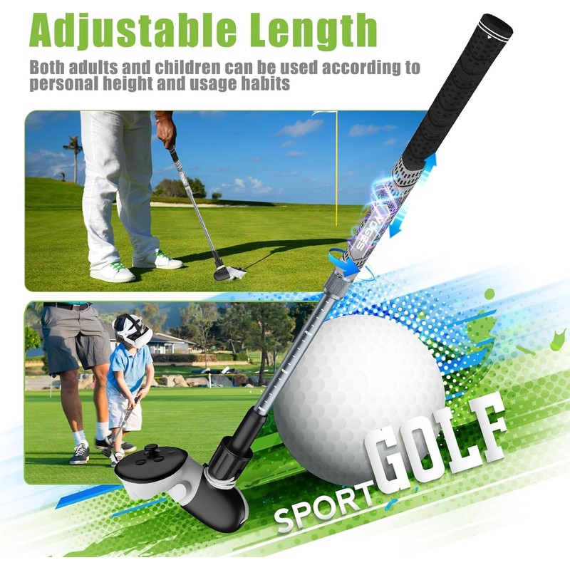 YOGES Adjustable Length VR Golf Club Handle for Meta Quest