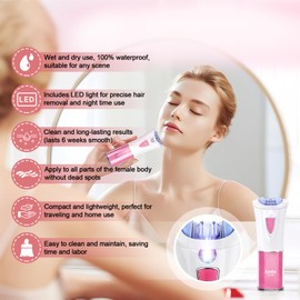 Glabrouse Skin Epilator, Epilators Hair Removal for Face,Smooth Glide Epilators for Women Face with LED Light, Cordless Facial Hair Removal Device for Bikini Arm Legs Underarm, Portable Epilator