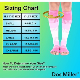 Doc Miller Premium Open Toe Compression Sleeve Dress Series 1 Pair 20-30mmHg Strong Support Graduated Sock Pressure Sports Running Recovery Shin Splints Varicose Veins (PinkPinkWhite, X-Large)