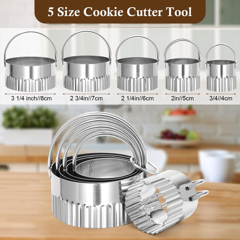 3+5 Cookie Stamps Biscuit Cutter Set, Luxiv 3 Molds Metal