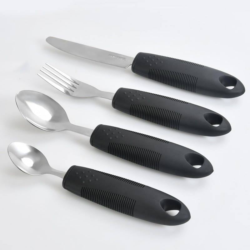 Extra Wide Handles Easy Grip Cutlery Set of 4 Disability