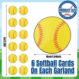 Teling 12 Pack Softball Party Decorations Sports Garland Softball Bunting Hanging Banners Hanging Swirl Sport Party Garland Kit Softball Paper Cutouts for Wall Sports Themed Birthday Party Supplies