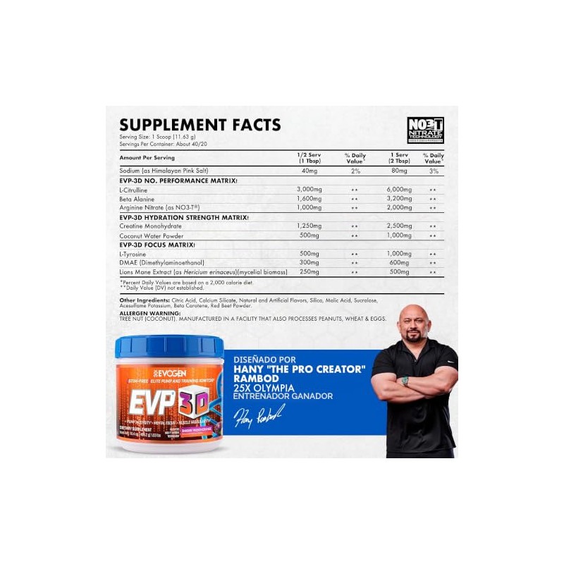Evogen EVP-3D Pre-workout 30 servicios (Smashin passion orange)