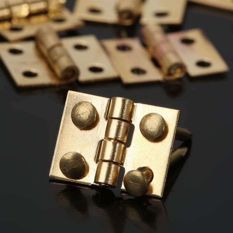 20Pcs Brass Hinges Mini Hinge 1cm*0.8cm for Small Furniture Jewelry
