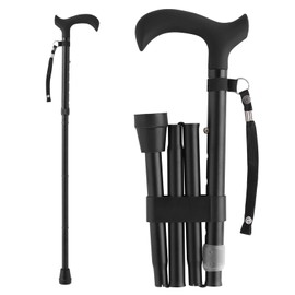 CLOKTA Walking Cane - Collapsible, Adjustable, Walking Canes for Men & Women, Walking Stick with Comfort Grip Handle for Seniors & Adults (Black)