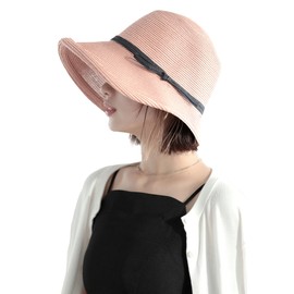 [LittleAndMore]UVカット99% 帽子 レディース 麦わら帽子 【国内専門機関認証済みUPF50+つば広x小顔効果x折りたたみ可能】M（57.5cm）ライトピンク