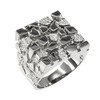 Men's 925 Sterling Silver Four Corner Square Top Nugget Ring