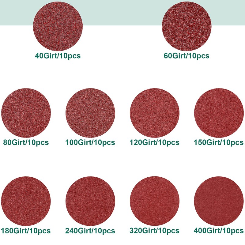 100PCS Sanding Discs, 125mm Orbital Sander Discs, 8 Holes 5