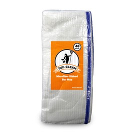 Tuf-Clean A73114 Ribbed Microfiber Bar Mop, 15" x 18", White with Stripe, Pack of 48