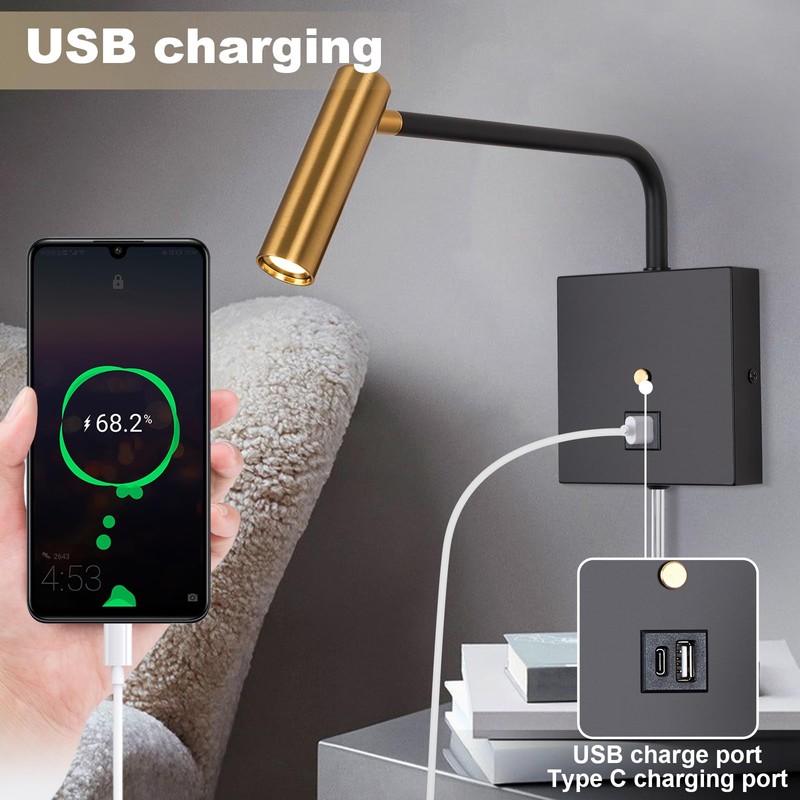 ZEROUNO LED Wall Lamp Wall Mounted Reading Lights, Dimmable Adjustable