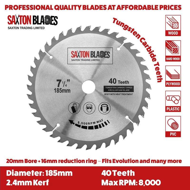 TCT18540T20B TCT Circular Saw Blade 185mm x 40T x 20mm
