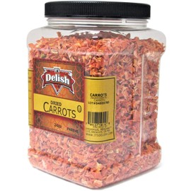 Dried Carrots by Its Delish, 24 Oz (1.5 lb) | Jumbo Size Reusable Container of Dehydrated Carrot Dices for Soup Vegetables, Food Supply and Camping