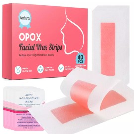 OPOX 제모용 OPOX 40PCS 페이셜 왁스 스트립 여성용 제모 키트 비키니 가슴 몸 팔 다리 등 40ct 및 4가지 진정 40PCS Facial Wax Strip Depilatory Kit for Women Bikini Chest Body Arm Leg etc with 4 Soothing Calming
