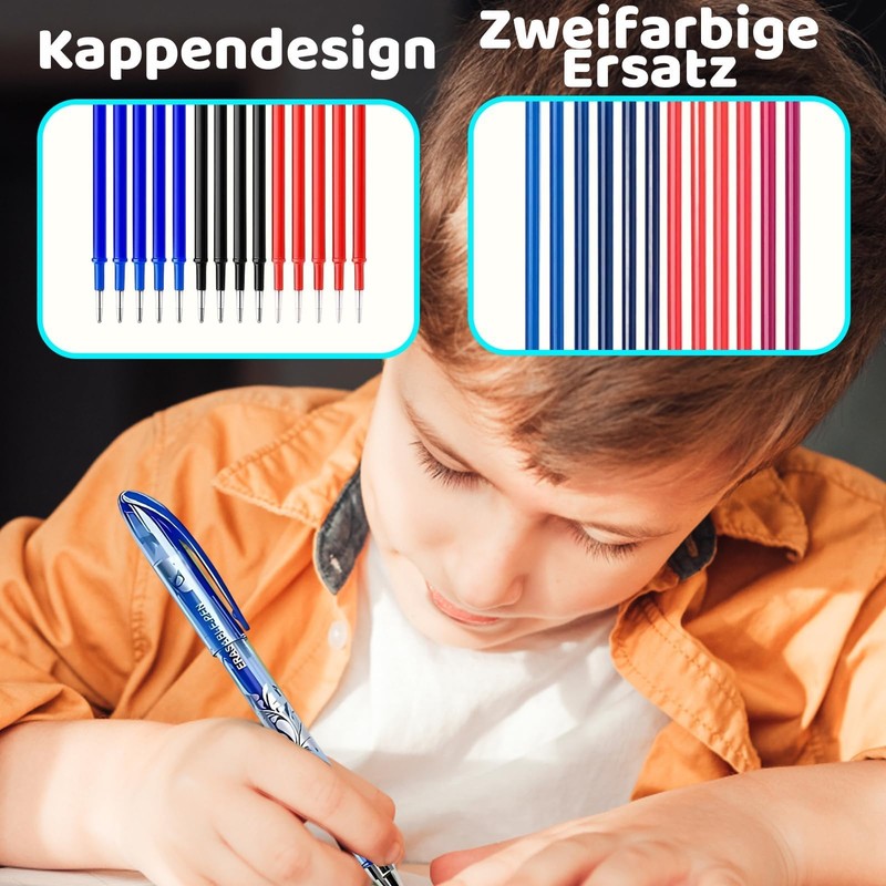 30 x Replacement Refills, Colourful Set, Erasable Refills, Compatible with