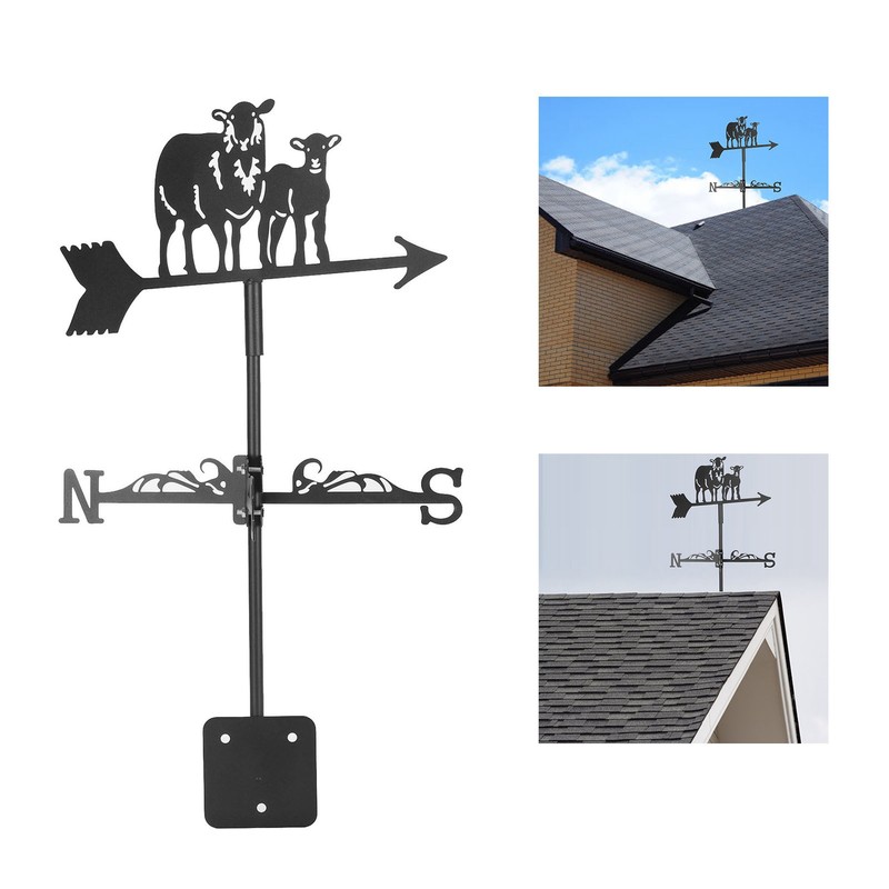 Metal Weather Vane Black Cute Animal Design Sturdy Durable Decorative