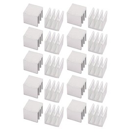 sourcing map 20Pcs 10mm x 10mm x 10mm Aluminum Heatsink Radiator Cooling Fin Silver Tone