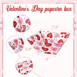 Marspark 12 Pcs Valentine Popcorn Bowl Red Heart Treat Snack Boxes Popcorn Containers Disposable Valentines Food Tray Party Supplies Galentines Decoration for Movie Night Wedding Decorations