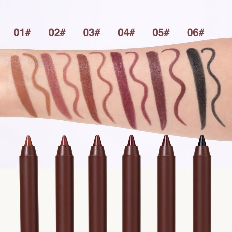 6 Colors Matte Lip Liner Pencils with Sharpener, Waterproof Long