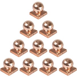 Set of 10 Post Caps Copper Ball | Dimensions 9 x 9 cm (91 x 91 mm) Square | Polished | Fence Post Caps | Fence Caps | Copper Caps | Post Cover