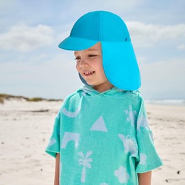 Gifts Treat Children's Legionary Hat, UPF 50+ Sun Protection, Swimming Cap, Flap Hat in Dinosaur Pattern for Children, Boys Sun Hat with Neck Protection, Pure Blue