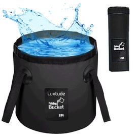 Foldable Bucket, 20 L Folding Bucket, Ultralight Outdoor Sink Fishing Bin, Collapsible, Made of Durable Tarpaulin Fabric, Camping Bucket for Travelling in Hiking, Black
