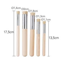 Ideen mit Herz Dabbing Brush Set of 5 High-Quality Artist Brushes Round with Bristles Stenciling for Acrylic, Watercolour, Oil Paints Various Sizes