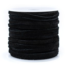 TheBeadChest 4.0mm Black Flat Suede Leather Cord (75ft)