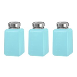 sourcing map Pack of 3 6.8 oz/200 ml Alcohol Press Pump Dispenser Bottle Press Liquid Empty Container Blue