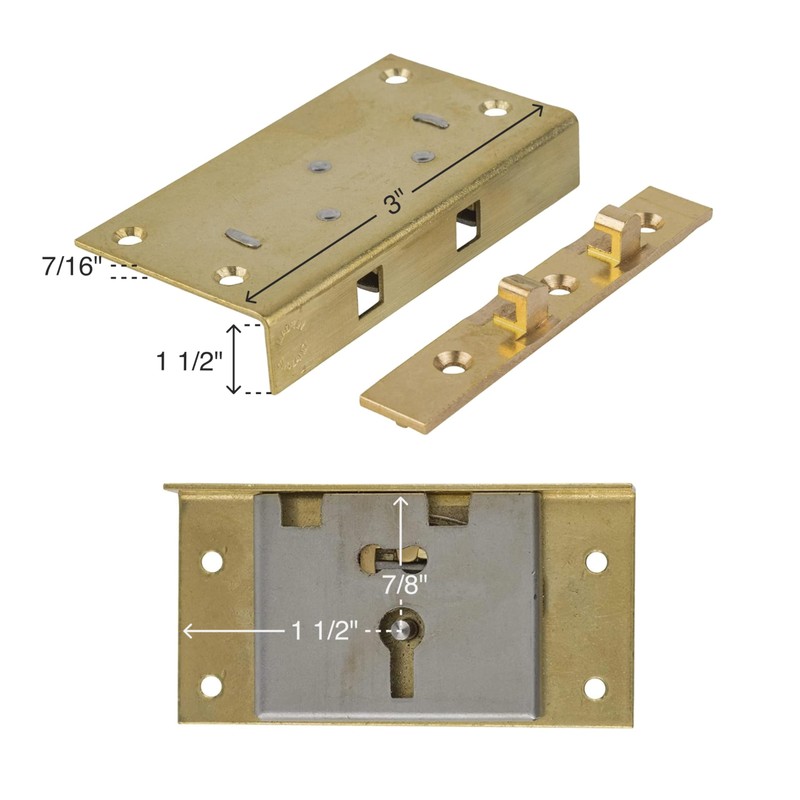 Extra Large Brass Half Mortise Chest or Box Lock with