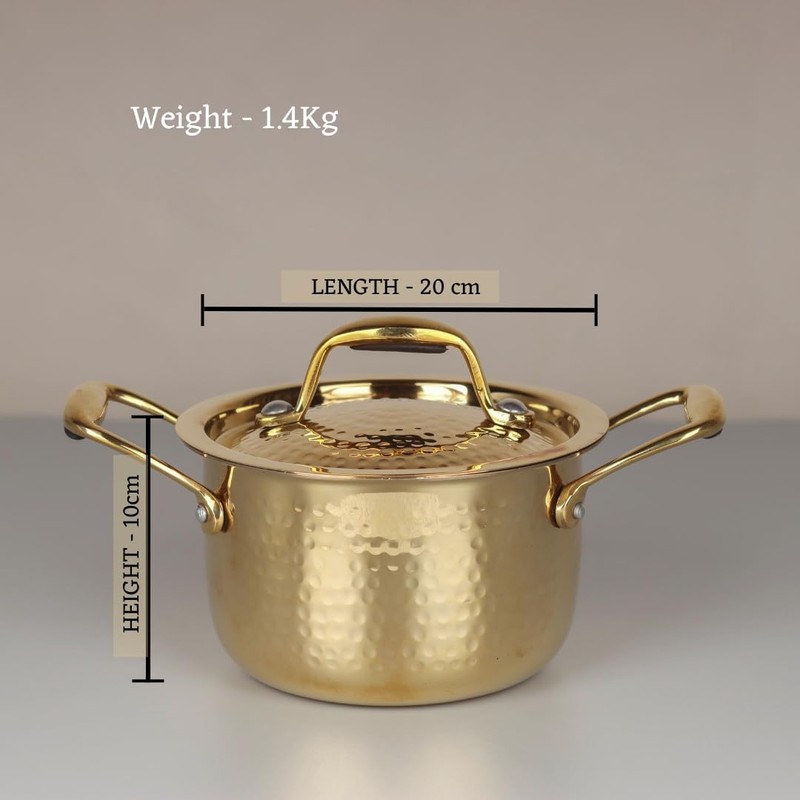 Swadeshi Blessings Exclusive Range Brass Pot/Stock Pot for Cooking with