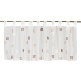 Elbersdrucke Bistro Curtain White Brown 48 x 140 cm