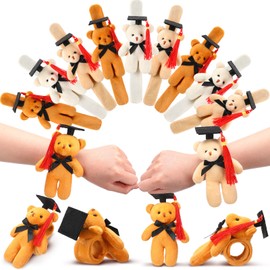 Vinsot 24 Pcs Stuffed Animal Slap Bracelets Graduation Plush Bear Gift Slap Bracelets 9 Inch Adorable Bear Slap Wrist Bulk Class of 2025 Graduation Present for Birthday Gifts Party