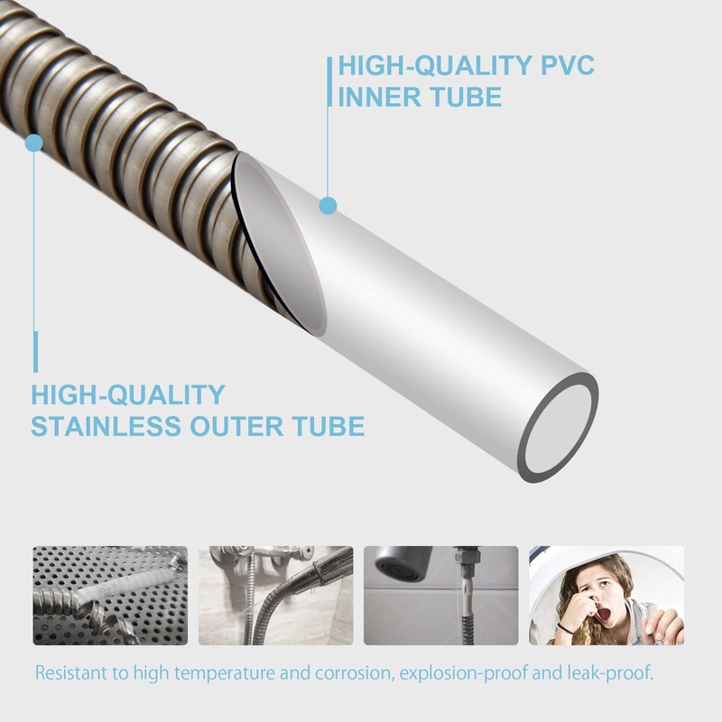 OFFO Shower Hose, 120 in Brushed Nickel Kink Free Stainless
