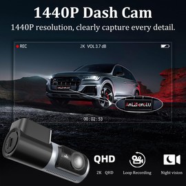 AntZhengtu 2K 1440P QHD Dash Cam for Cars, 32G TF Card Included, Front Car Camera with Wi-Fi, APP Control,Night Vision, G-Sensor,Loop Recording, Support 24 Hours Parking Mode, Support 256GB Max (32GB)