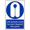 Vsafety 41070AU-R'Life Jackets Worn Beyond This Point' Sign, 200 mm