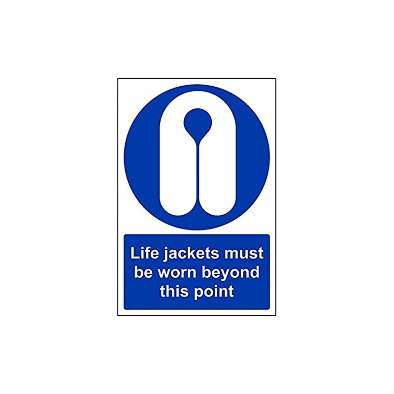 Vsafety 41070AU-R'Life Jackets Worn Beyond This Point' Sign, 200 mm