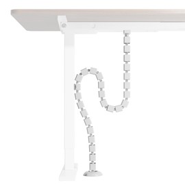 PEGZONE Under Desk Cable Management Spine – Flexible Cable Snake Organizer for Standing Desk, Tool-Free Magnetic Vertebrae Wire Management for 0.4"-2" Table, White