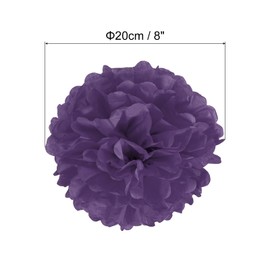 PATIKIL 8" Tissue Pom Poms Flowers, 10 Pack Paper Flower Ball for Wedding Bridal Shower Birthday Bachelorette Party Backdrop Decoration, Dark Purple
