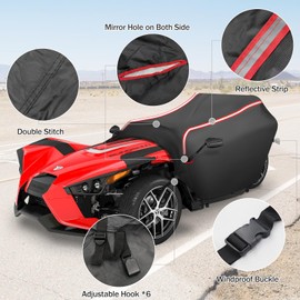 XYZCTEM Polaris Slingshot Half Cover Waterproof All Weather Protection Cover with Reflective Strips and Windprood Buckles for Slingshot Accessories Black